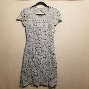 Lulus S Dress Lace Lined Open Back Pastel Blue Feminine HOCO Whimsical Fairy